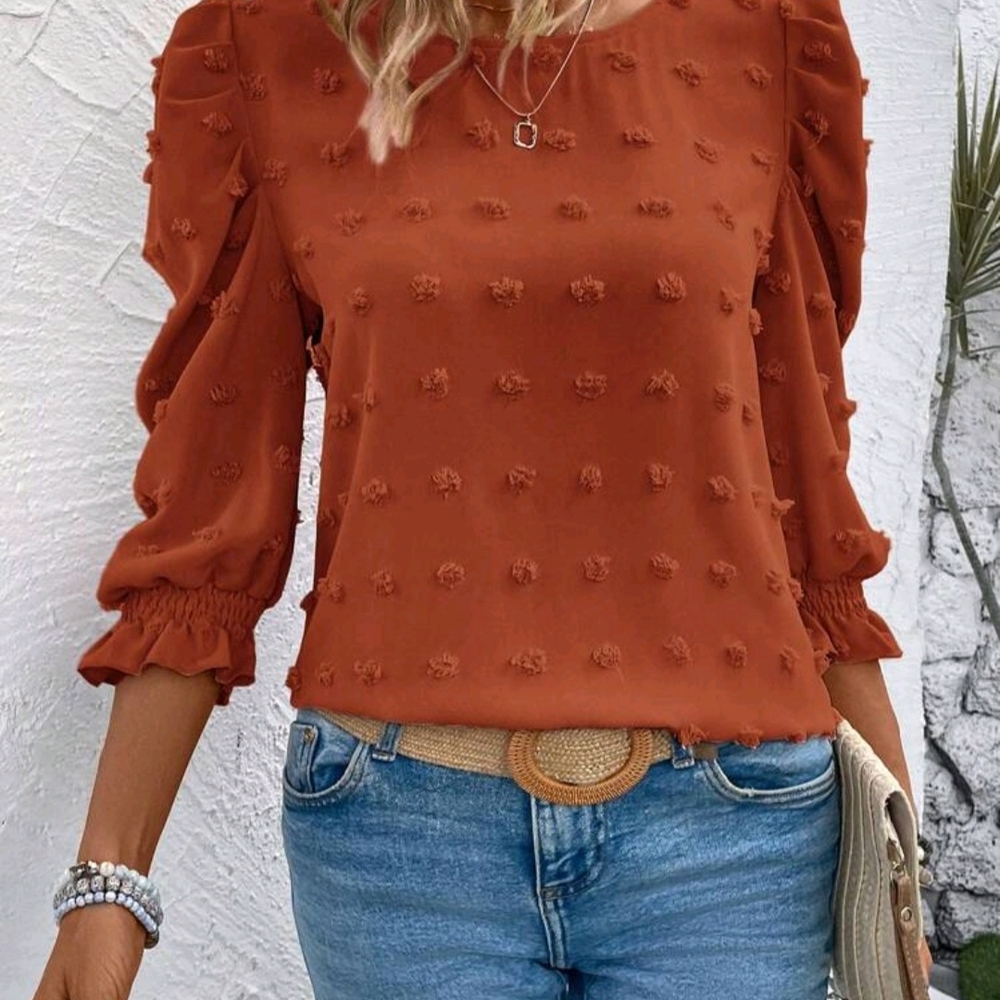 SHEIN Women's Rust Textured Top